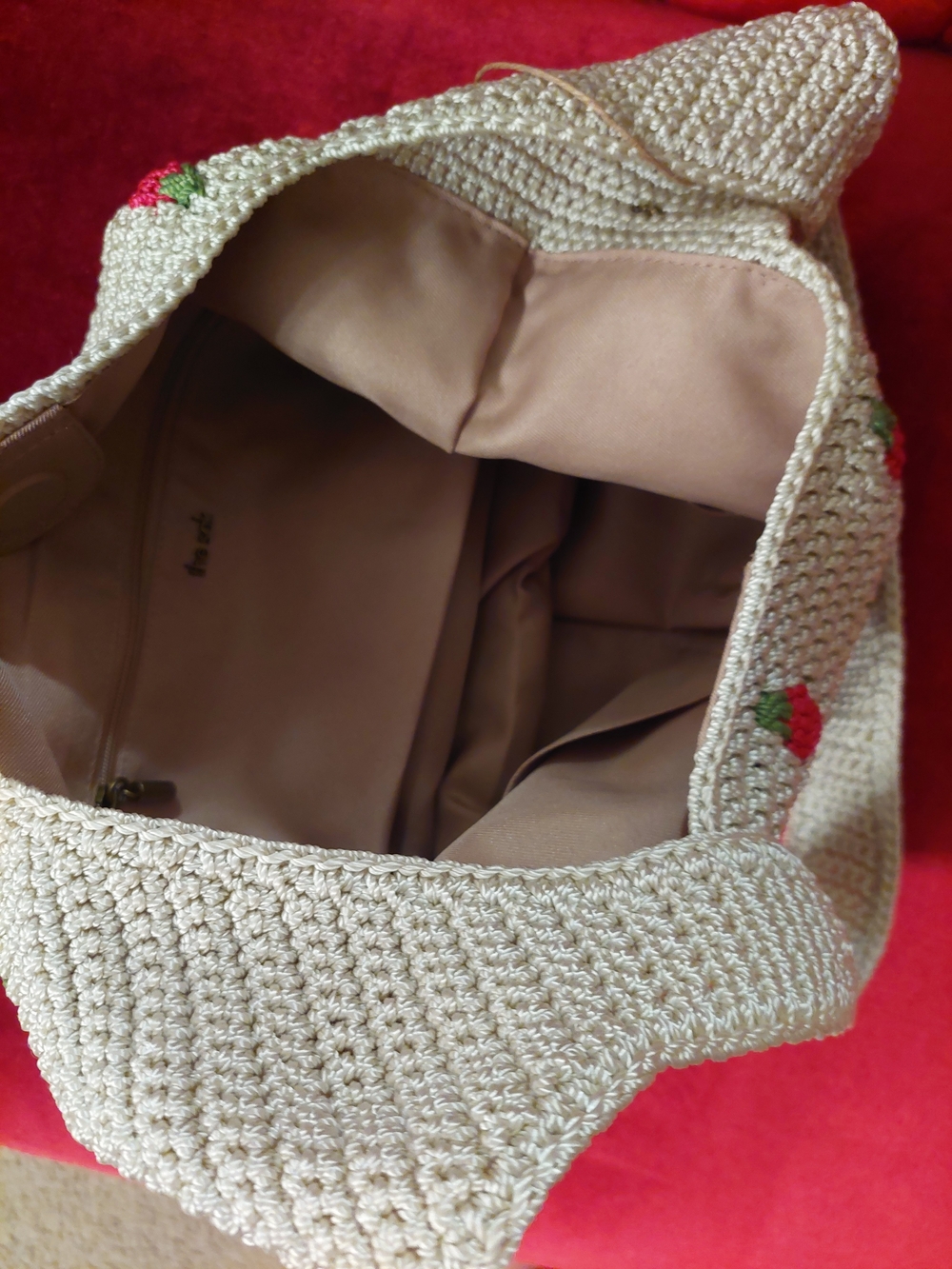 the sak Beige Crochet Strawberry Tote Bag - Picture 5 of 5